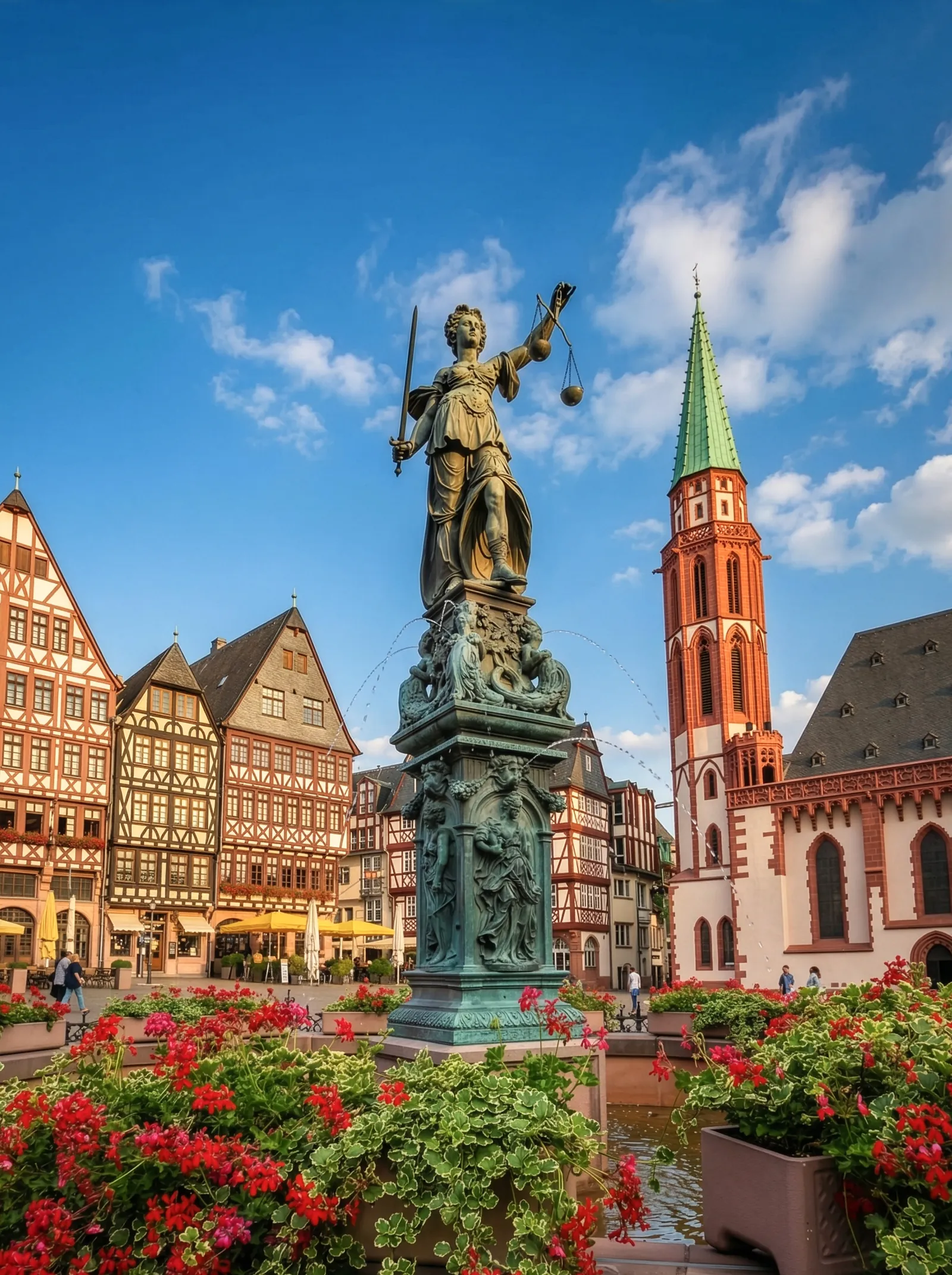 Justice statue at Frankfurt Römerberg square