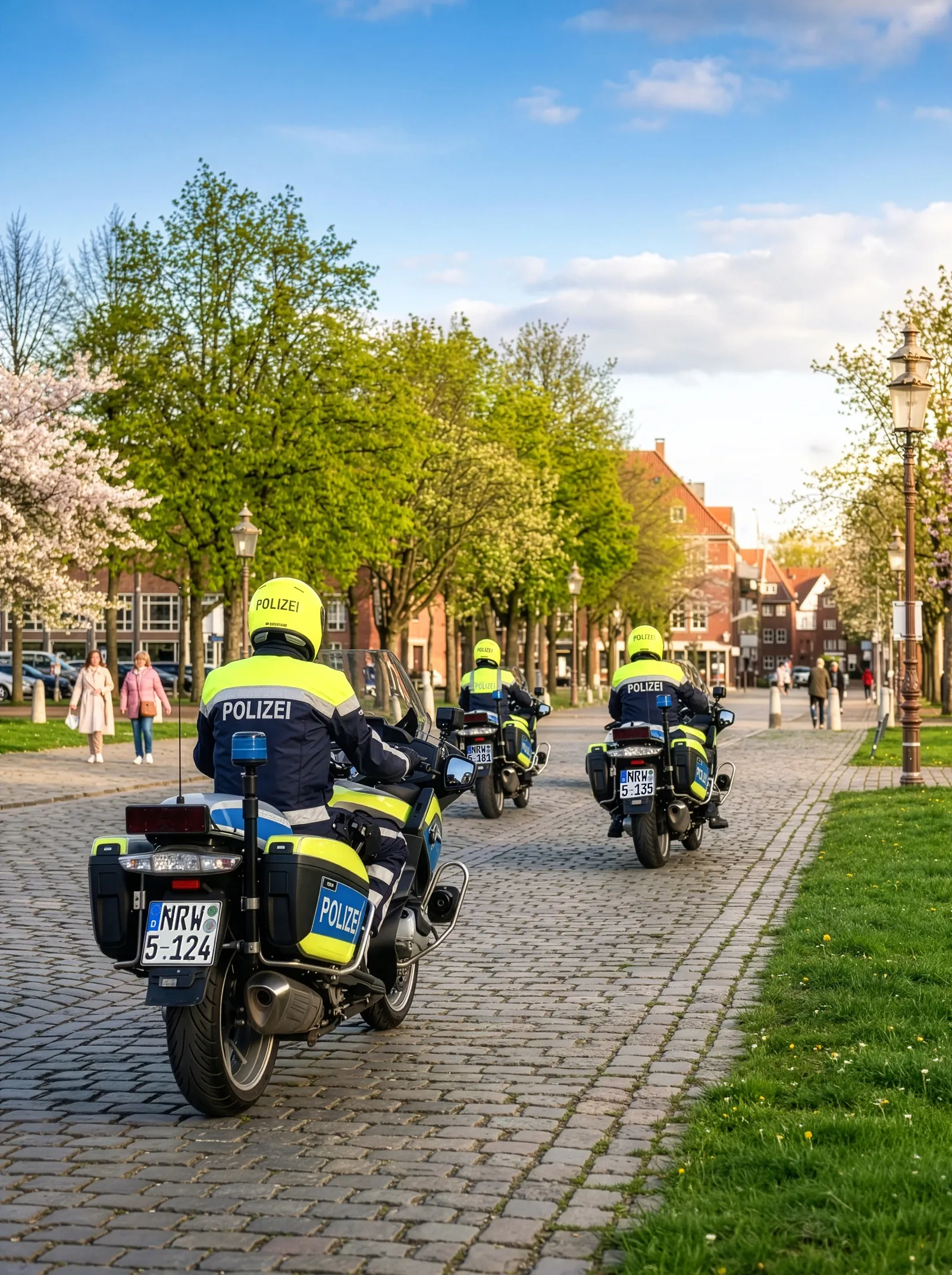 Polizei motorcycles on a spring day in Germany